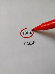 red pencil and paper, false or true