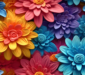 Obraz premium 3D flowers Tumblers wrap design, Generative AI