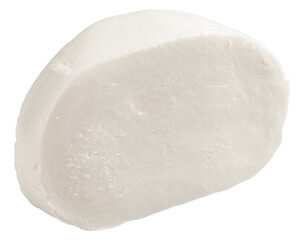 Mozzarella cheese isolated on white background, full depth of field