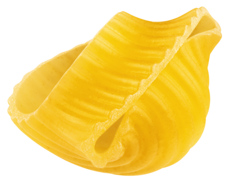 raw Pipe Rigate, uncooked Italian Pasta, isolated on white background, full depth of field