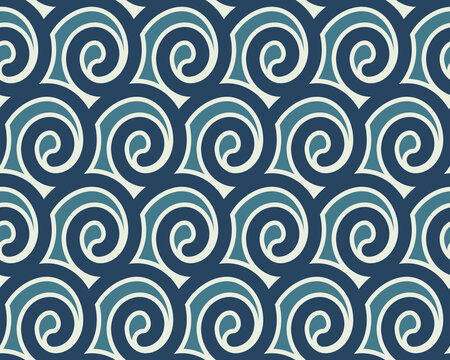Asian Seamless pattern, Wave pattern, Japanese pattern, Water, Sea, Ocean, Traditional design, Textile, Wrapping paper