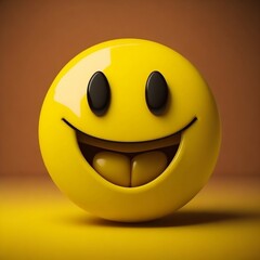 Fototapeta premium Yellow cute smiley emoji