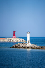 Naklejka premium lighthouse on the coast of island