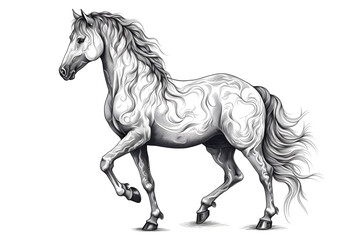 Obraz na płótnie Canvas Engraved standing horse illustration