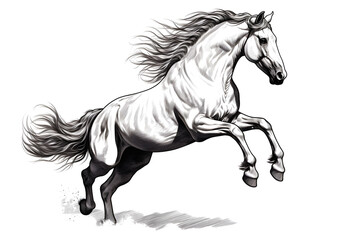 Obraz na płótnie Canvas Jumping horse engraved illustration