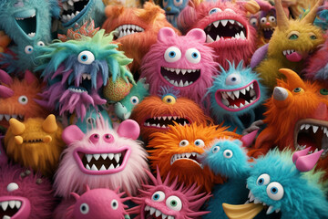 colorful fluffy monsters