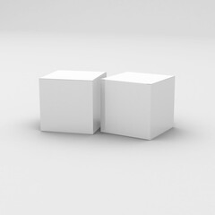 White paper square boxes, packaging template for product design mockup. On transparent background