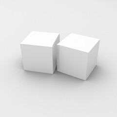 White paper square boxes, packaging template for product design mockup. On transparent background