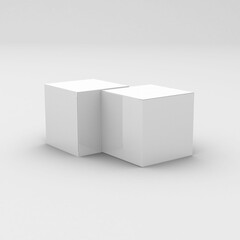 White paper square boxes, packaging template for product design mockup. On transparent background