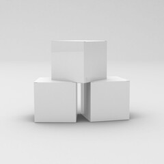 White paper square boxes, packaging template for product design mockup. On transparent background