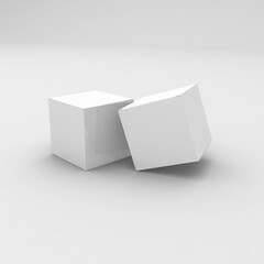 White paper square boxes, packaging template for product design mockup. On transparent background