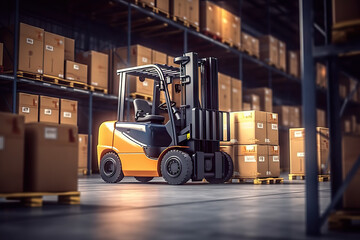 Efficient Logistics Forklift and Warehouse Operations for Effective Material Storage. created with Generative AI