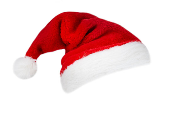 Santa Claus hat isolated on white. Christmas decor. Cut out object,new year symbol.
