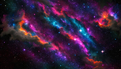 Colourful space galaxy cloud nebula.