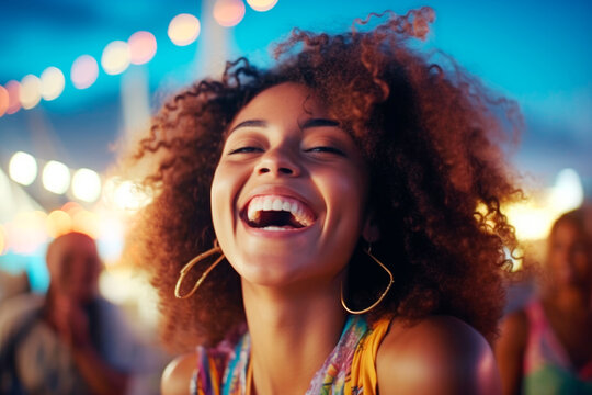 Summer Laughter of an Afro Woman