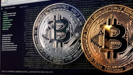 gold and silver bitcoin coin