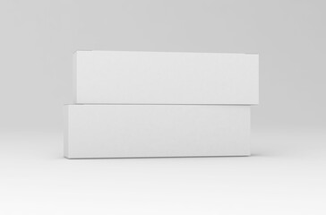 Realistic long horisontal paper box packaging mockup for tea advertising without design cover on a transparent background.