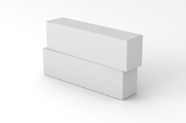 Realistic long horisontal paper box packaging mockup for tea advertising without design cover on a transparent background.