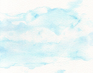 Delicate blue background. Watercolor spots
