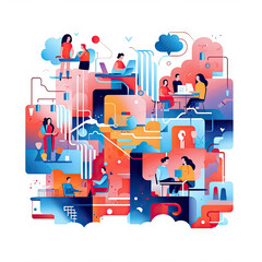 work together for tech company illustration generated with AI