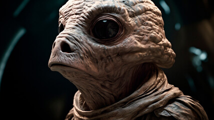 Unusual portrait of an unknown alien species , humanoid alien
