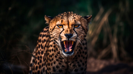 Fototapeta premium Professional photograph of a wild animal, a leopard staring frantically at its prey