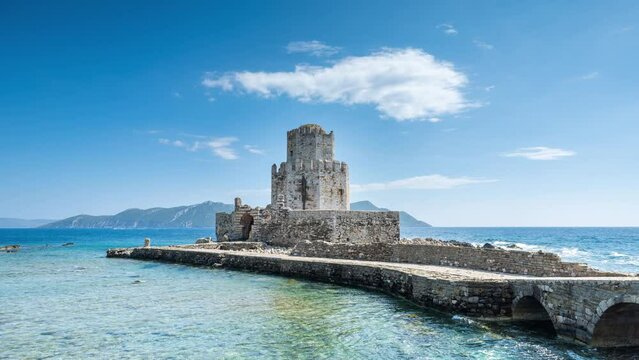bourtzi of methoni castle in greece