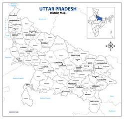 Uttar Pradesh political map, Indian State Map,