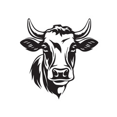 Cow vector illustration, logo style	