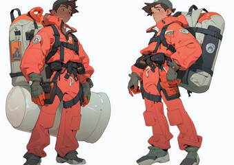 cartoon anime coast life guard . Generative AI