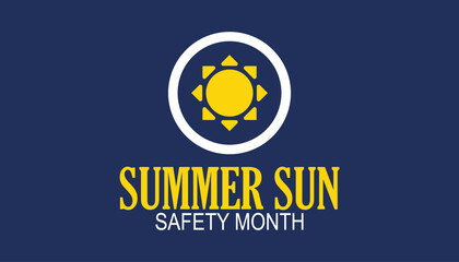 Summer sun safety month. Annual celebration in August.Health awareness vector.