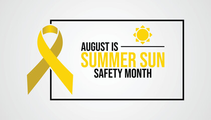 Summer sun safety month. Annual celebration in August.Health awareness vector.