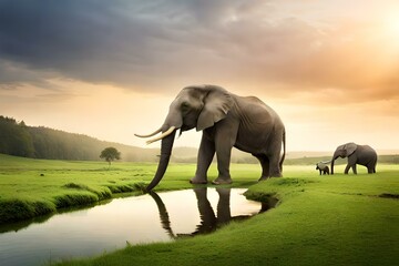 Obraz na płótnie Canvas elephant in the water