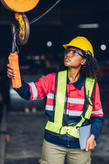 Workers Factory or Engineering work at factory site check up machine or products in site. Foreman...