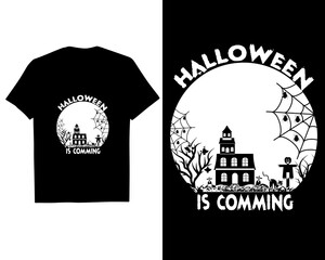 Halloween t shirt design, Halloween t shirt template, vector happy Halloween celebration with night and scary castle.