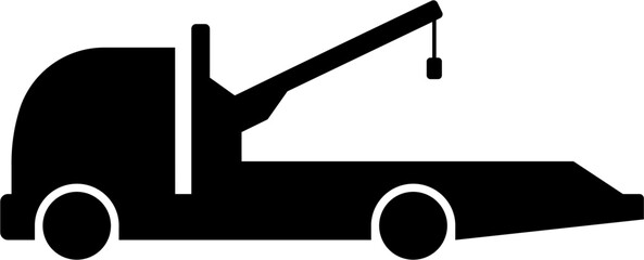 tow truck icon. Black car pictogram