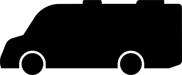 campervan car icon. Black car pictogram
