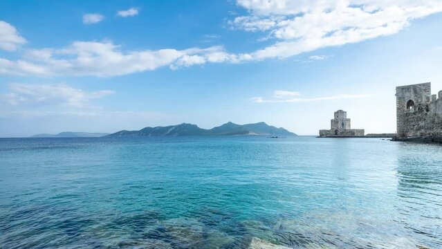 bourtzi of methoni castle in greece