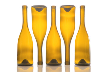 empty bottles of wine on white background