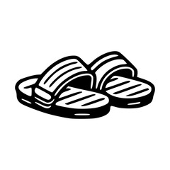 Beach sandals icon black outlines vector illustration