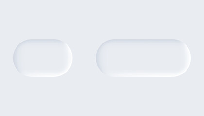 Neumorphic buttons. Simple trendy design elements UI components isolated on light background. Control element for website, mobile app menu and navigation with rounded edges