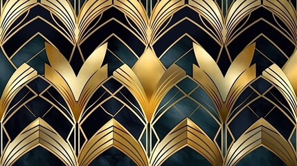 Background, Art deco pattern with gold foil effect (Ai generated)