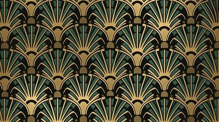 Background, Art deco pattern with scallop shape (Ai generated)