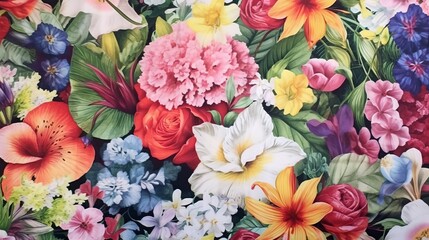 Obraz na płótnie Canvas Floral watercolor vintage background, art (Ai generated)