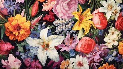 Obraz na płótnie Canvas Floral watercolor vintage background, art (Ai generated)