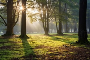 Forest glade, morning in the woods (Ai generated)