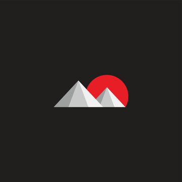 snow red sun gradient japan symbol logo vector
