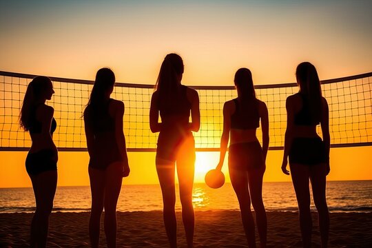 Silhouettes of beach volleyball (Ai generated)