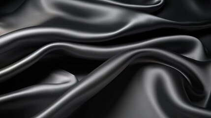 Fototapeta premium Black silk texture luxurious satin, abstract background (Ai generated)