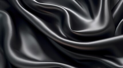 Black silk texture luxurious satin, abstract background (Ai generated)